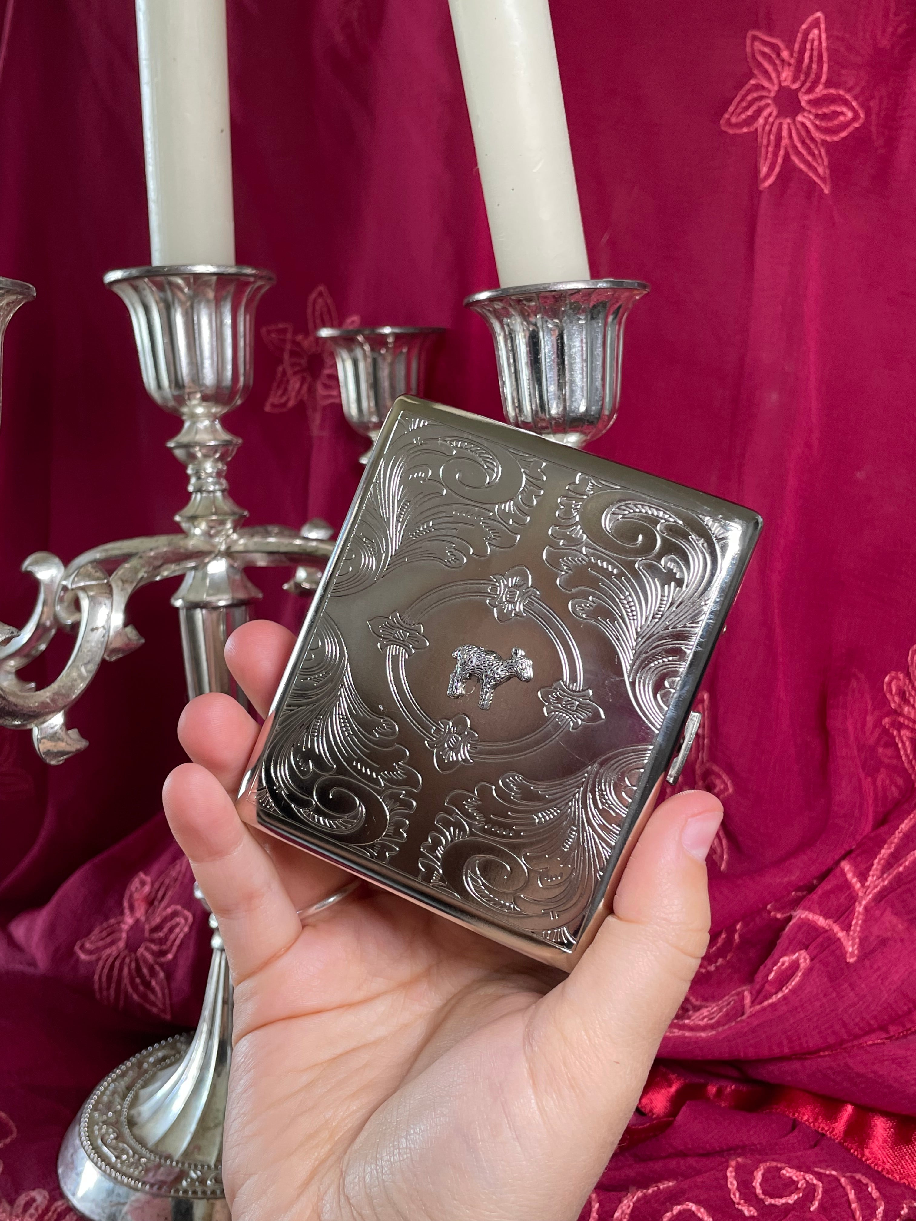 Lamb of the Meadow – Engraved Silver Cigarette Case